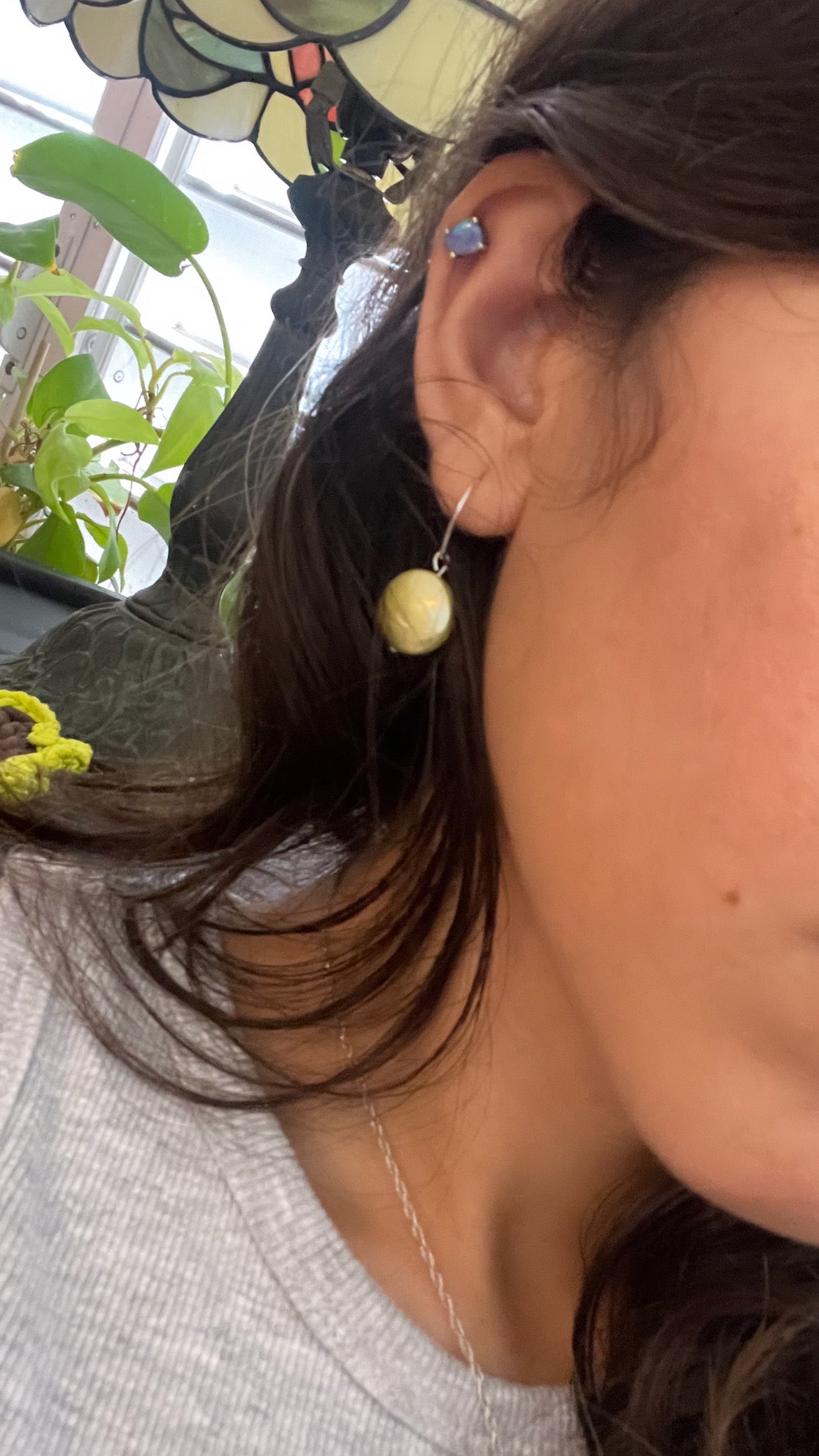 Yellow Coin Pearl Earrings
