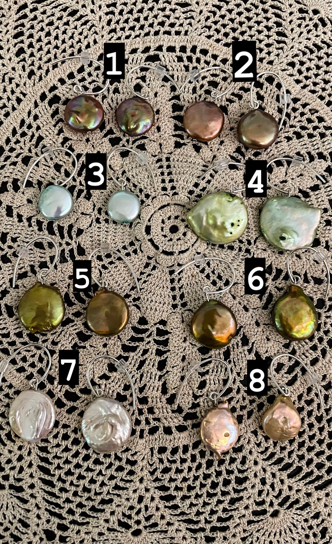 Green Coin Pearl Earrings
