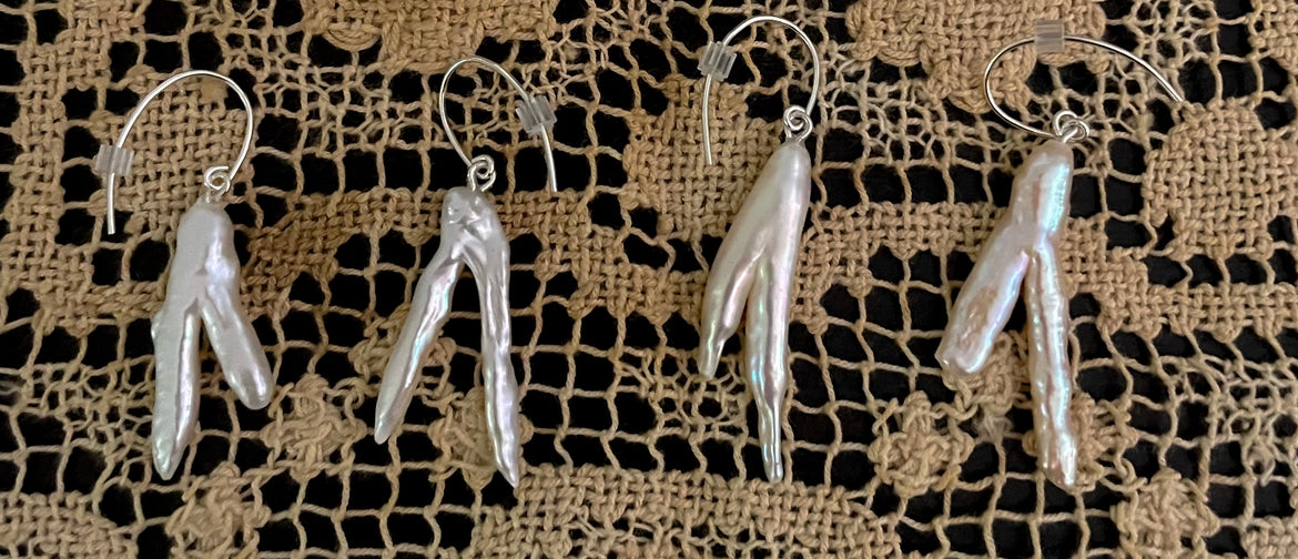 White Biwa Pearl Earrings