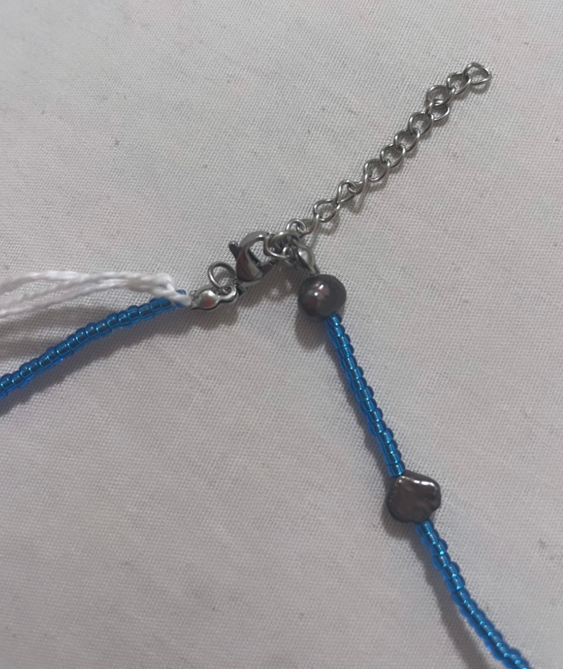 Blue Seed Beads with Pearls Necklace No. 3
