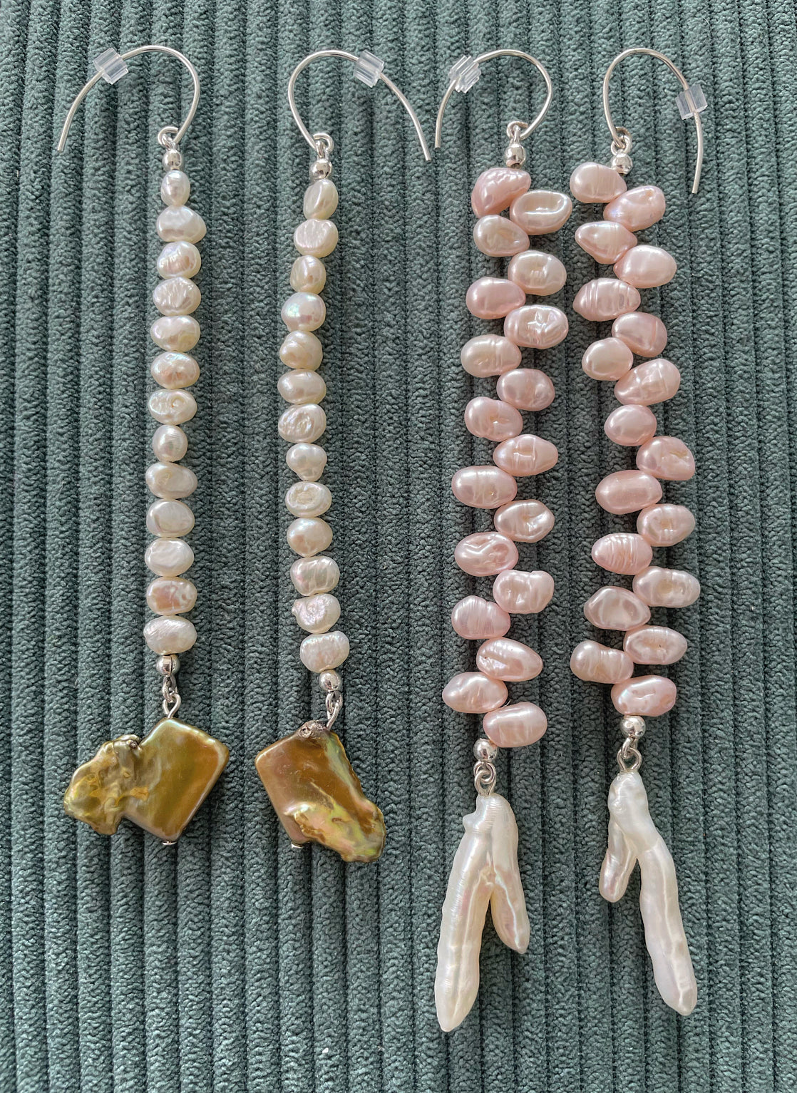 Pink and White Pearl Earrings