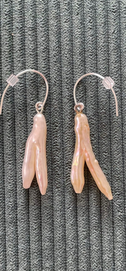 White Biwa Pearl Earrings