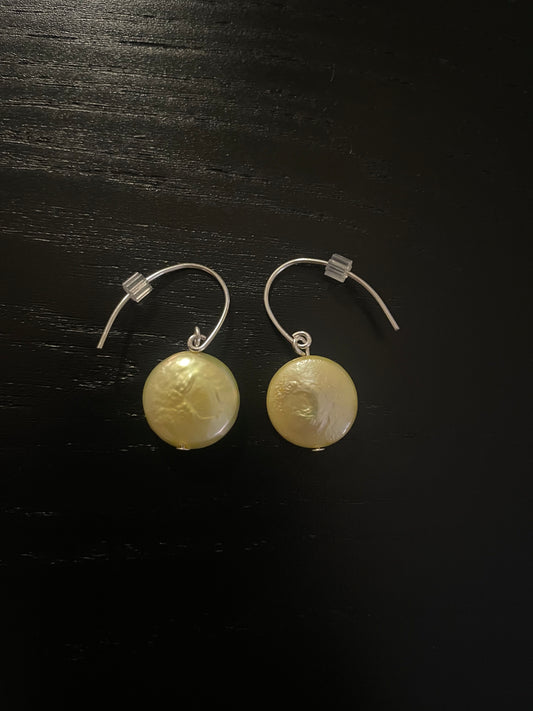 Yellow Coin Pearl Earrings