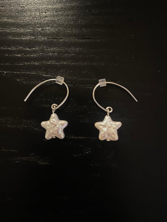 5 Point Star Pearl Earrings