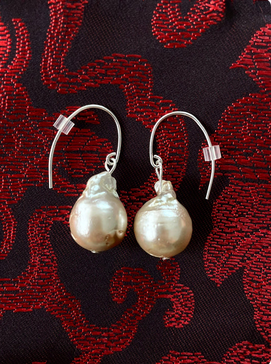 White Baroque Pearl Earrings