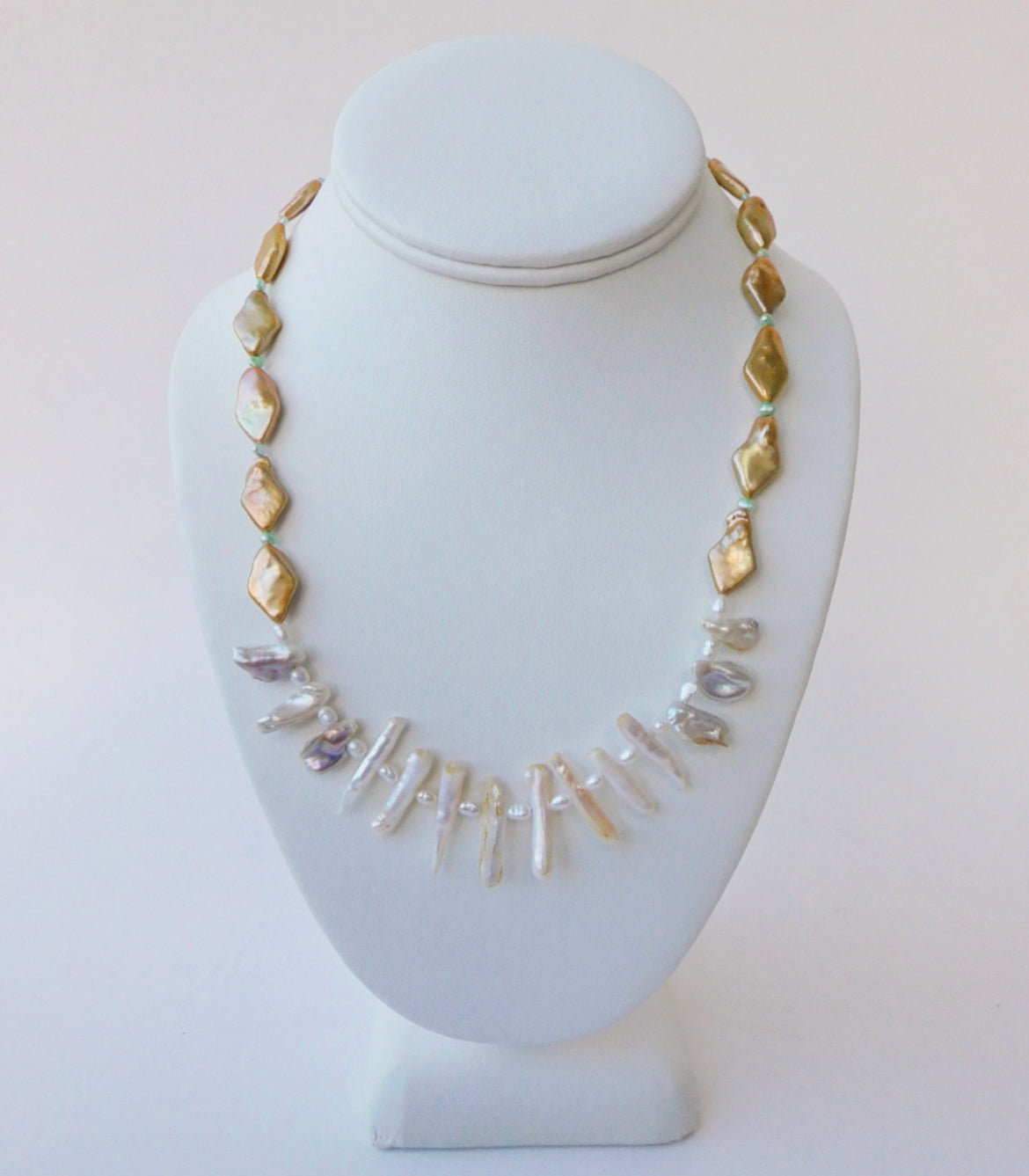 Diamond and Biwa Pearl Necklace