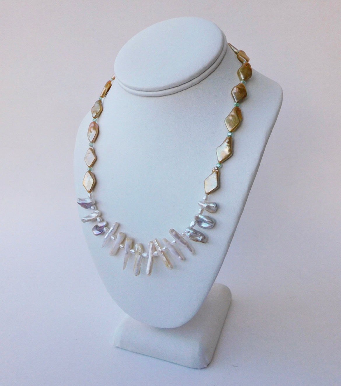 Diamond and Biwa Pearl Necklace