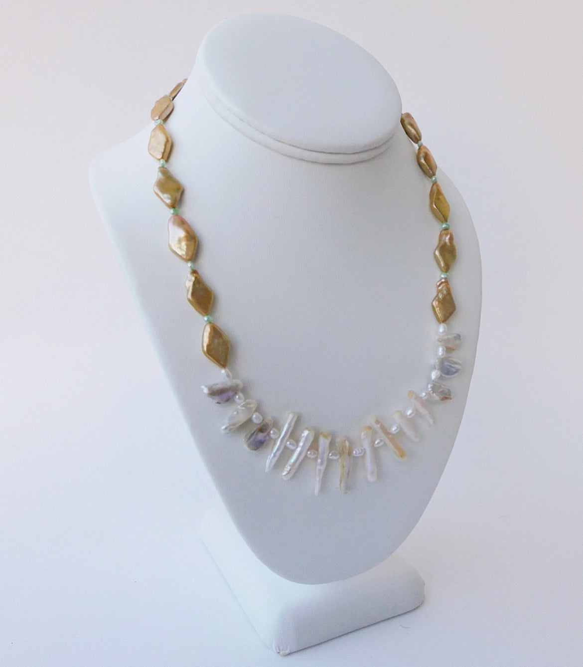 Diamond and Biwa Pearl Necklace