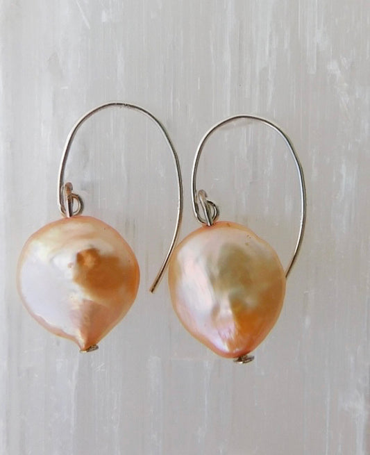 Champagne Coin Pearl Earrings