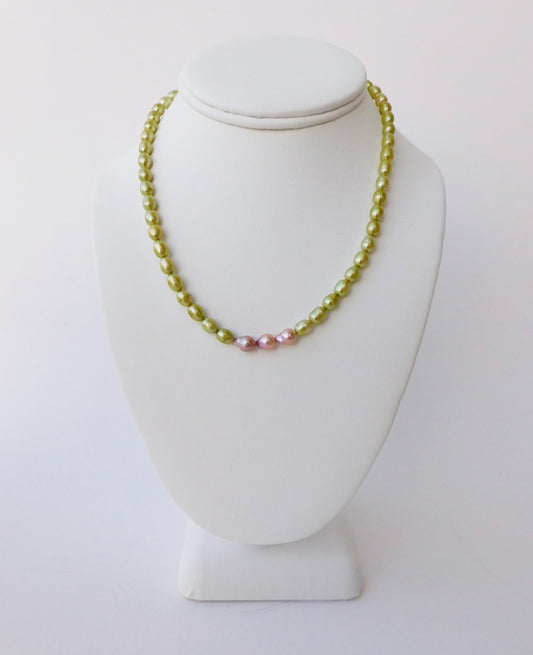 Green and Lavender Pearl Necklace