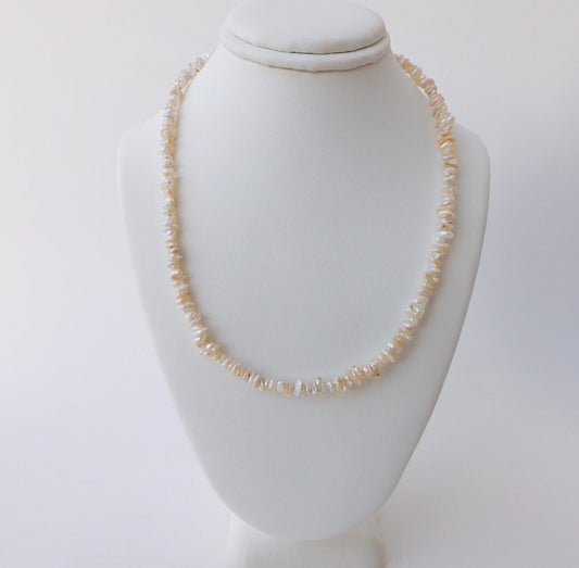 White Keshi Pearl Necklace