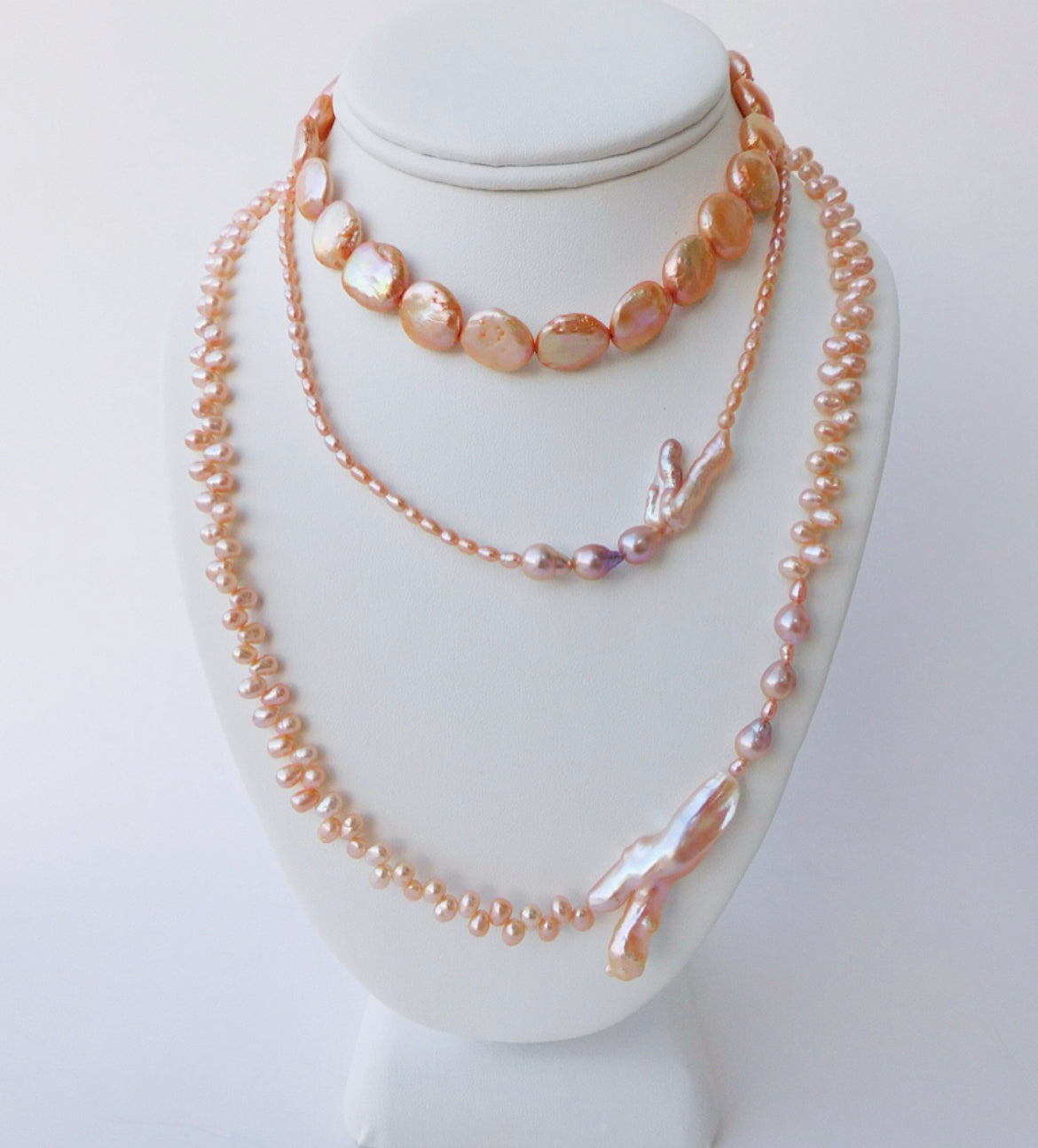 Peach Seed and Biwa Pearl Necklace No. 2