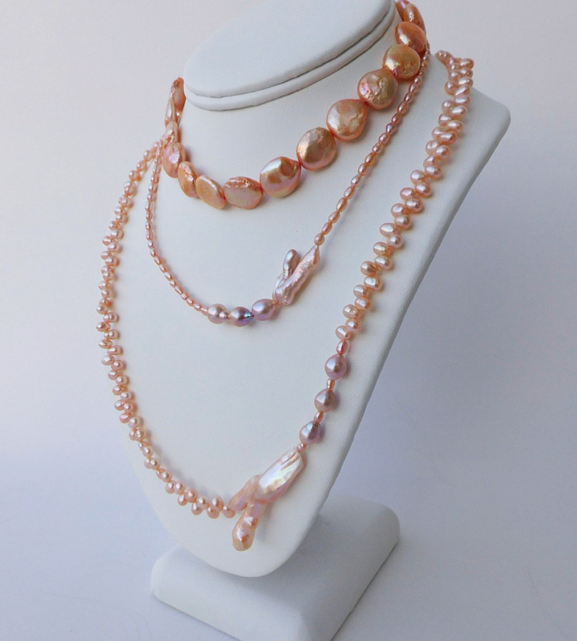 Peach Seed and Biwa Pearl Necklace No. 2