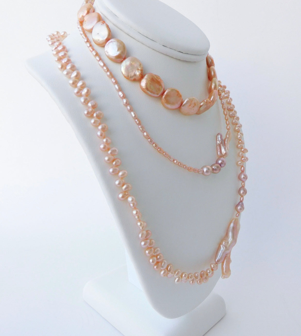 Peach Seed and Biwa Pearl Necklace No. 2