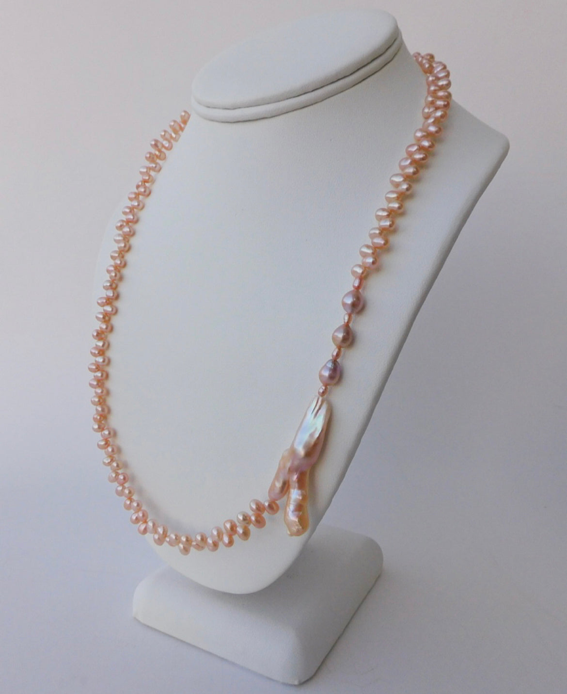 Peach Seed and Biwa Pearl Necklace No. 2