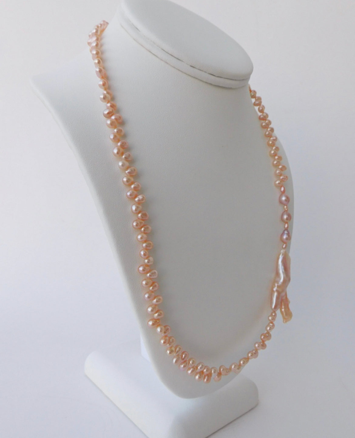 Peach Seed and Biwa Pearl Necklace No. 2